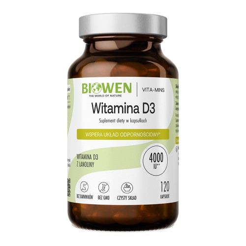 Witamina D3 z lanoliny od Biowen 4000 IU - 120 kapsułek